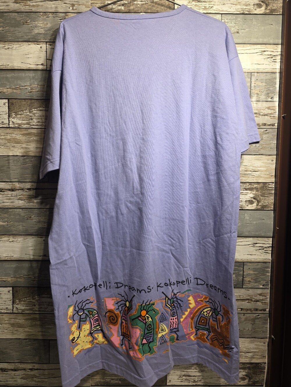 Alstyle Lavender Short Sleeve Tee with Multicolor Kokopelli Graphics - Picture 3 of 3